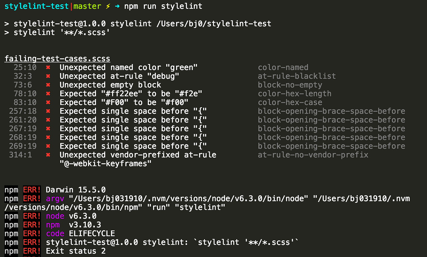 Image showing how Stylelint finds errors in CSS