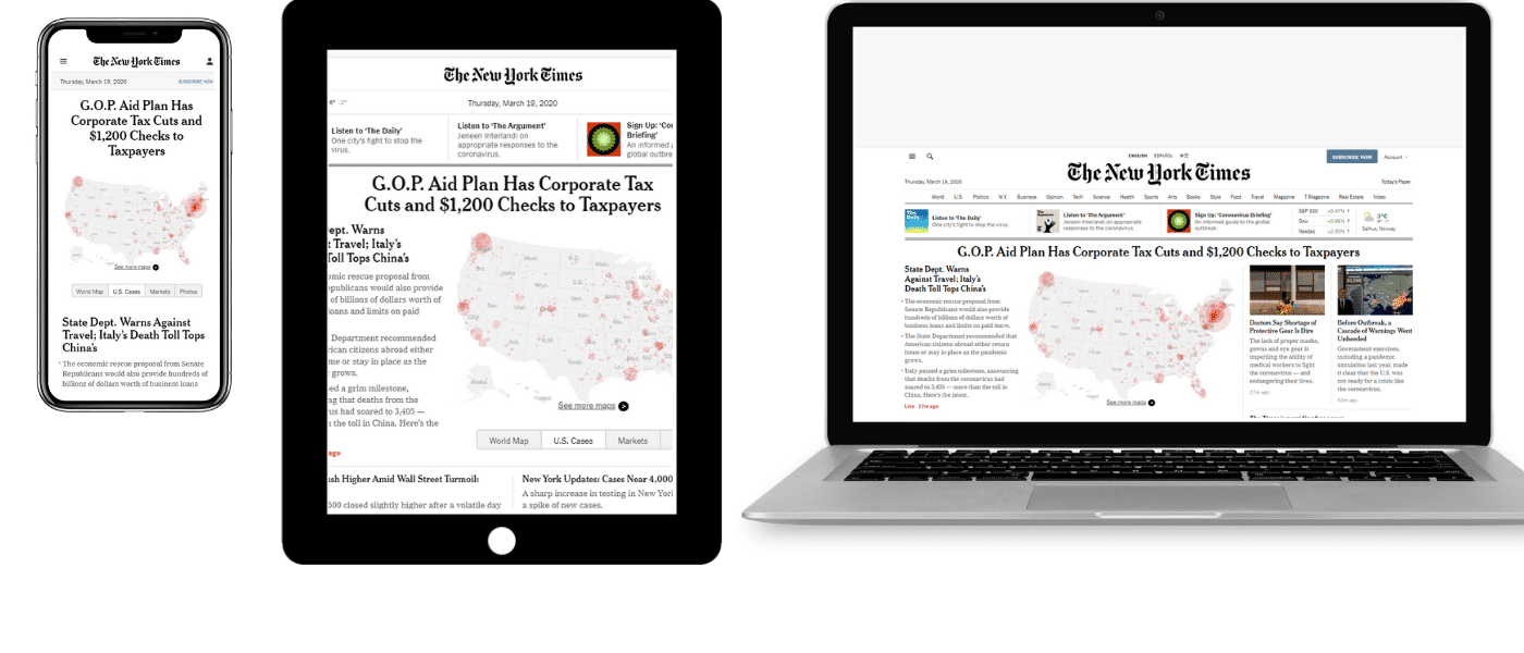 Esta imagen muestra cómo un sitio web se adapta a diferentes tamaños de pantalla en un enfoque Mobile-First.